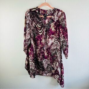 Catherine’s Purple White Asymmetrical Hem Tunic Size 0X 14-16 NWT
